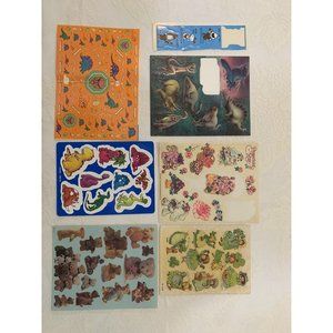 Vintage 80s Sticker Lot Teddy Bears Dinosaurs St. Patrick’s Day Peppermint Rose